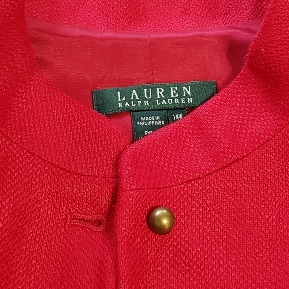 Lauren Ralph Lauren 100% Linen  Blazer/Jacket, Color Red Size 14W - Picture 9 of 17